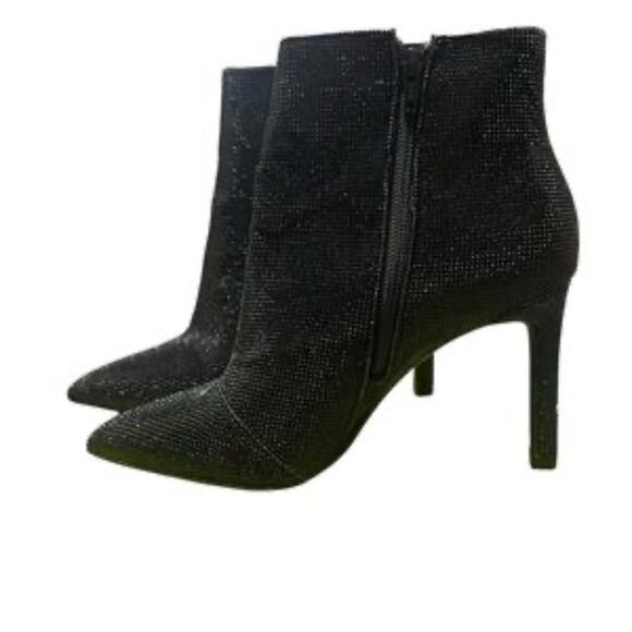 Gianni Bini Anina Black Sparkly Glitter Party Boots 10 Stiletto Heel Holidays - Picture 3 of 8